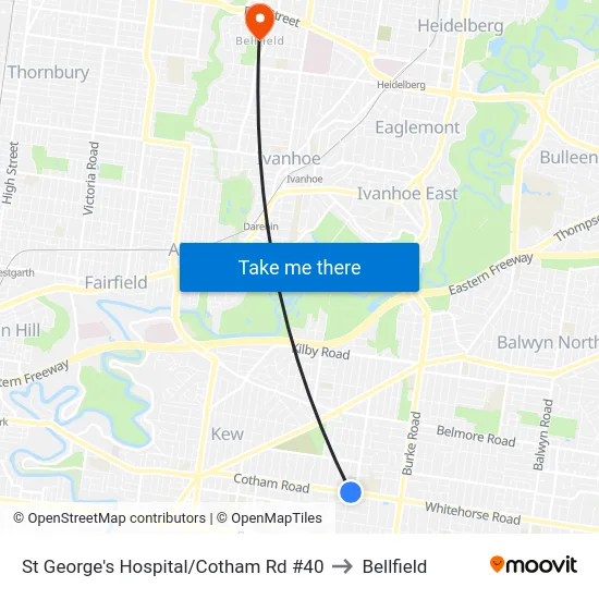 St George's Hospital/Cotham Rd #40 to Bellfield map