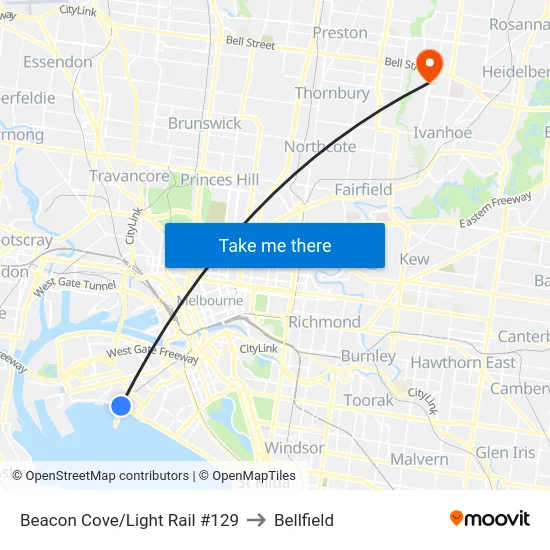 Beacon Cove/Light Rail #129 to Bellfield map