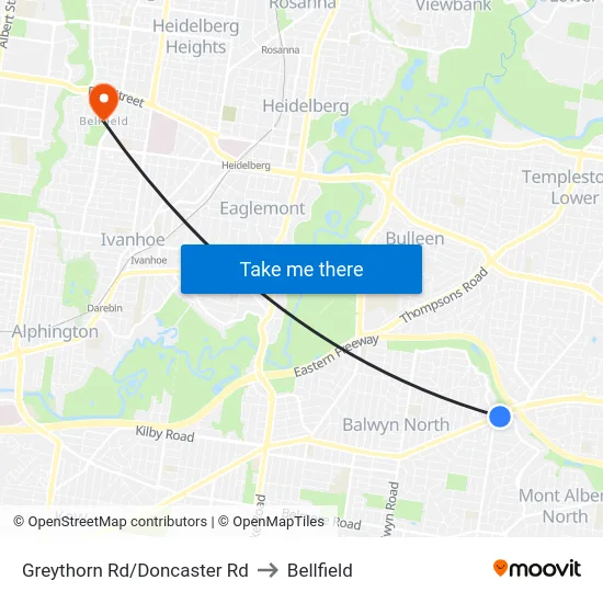 Greythorn Rd/Doncaster Rd to Bellfield map