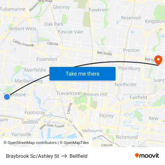 Braybrook Sc/Ashley St to Bellfield map