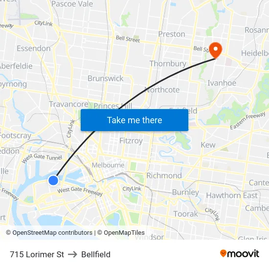 715 Lorimer St to Bellfield map