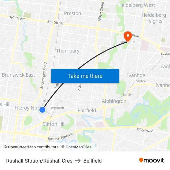 Rushall Station/Rushall Cres to Bellfield map
