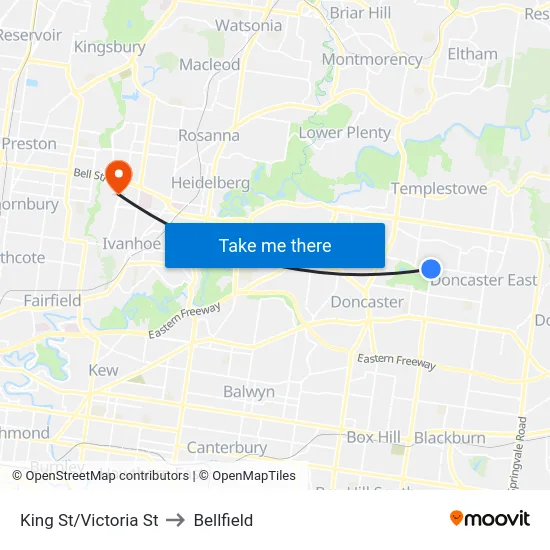 King St/Victoria St to Bellfield map