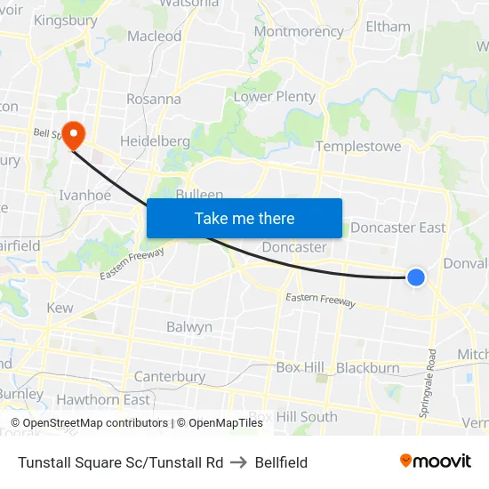 Tunstall Square Sc/Tunstall Rd to Bellfield map