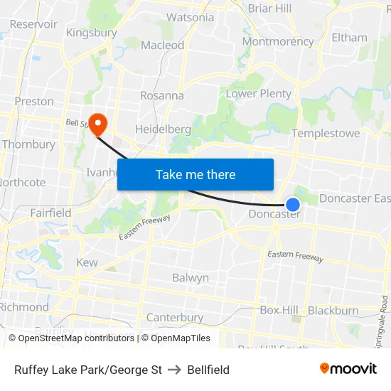 Ruffey Lake Park/George St to Bellfield map