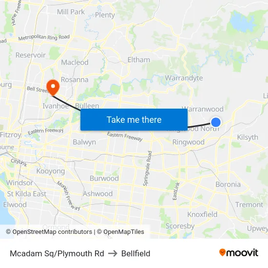 Mcadam Sq/Plymouth Rd to Bellfield map