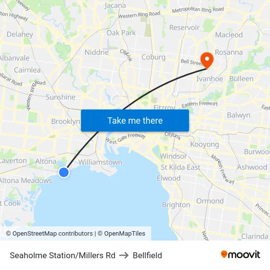 Seaholme Station/Millers Rd to Bellfield map