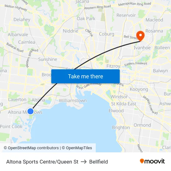Altona Sports Centre/Queen St to Bellfield map