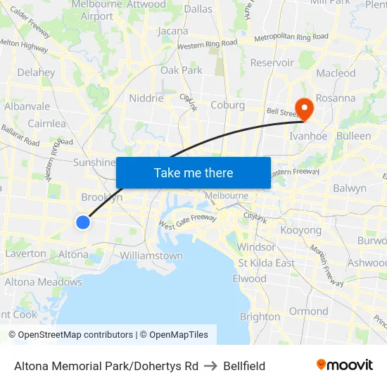 Altona Memorial Park/Dohertys Rd to Bellfield map