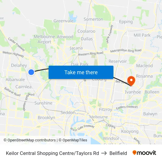Keilor Central Shopping Centre/Taylors Rd to Bellfield map