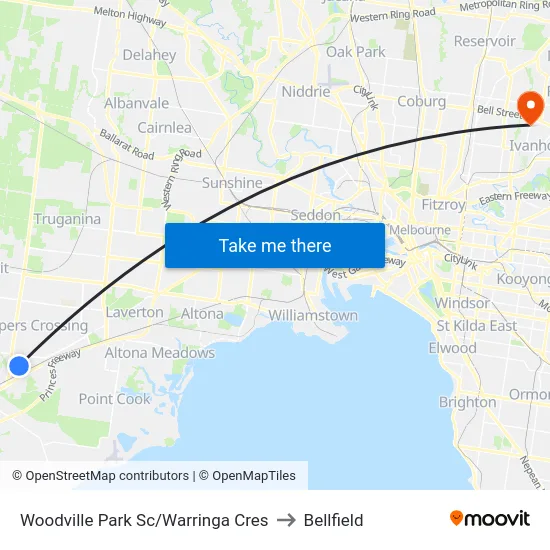Woodville Park Sc/Warringa Cres to Bellfield map