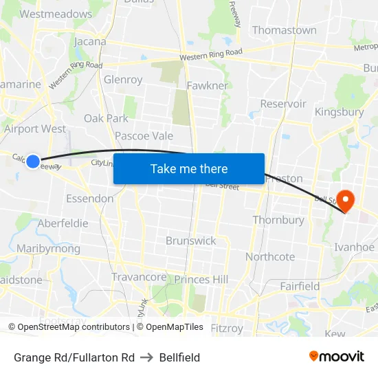 Grange Rd/Fullarton Rd to Bellfield map