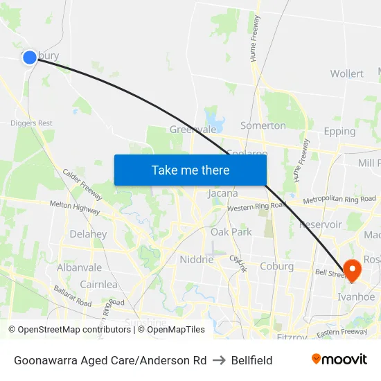 Goonawarra Aged Care/Anderson Rd to Bellfield map