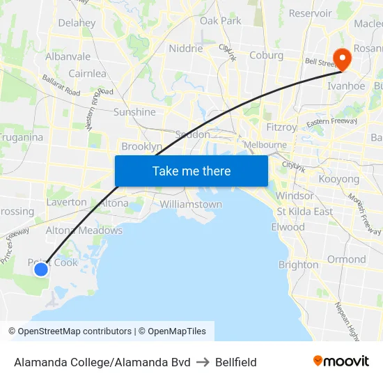Alamanda College/Alamanda Bvd to Bellfield map