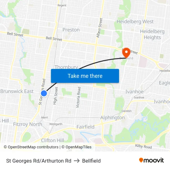 St Georges Rd/Arthurton Rd to Bellfield map