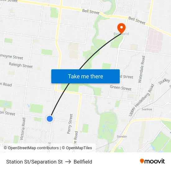 Station St/Separation St to Bellfield map