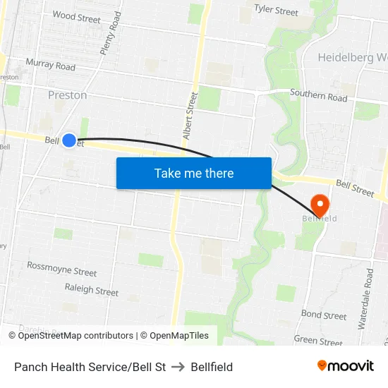 Panch Health Service/Bell St to Bellfield map