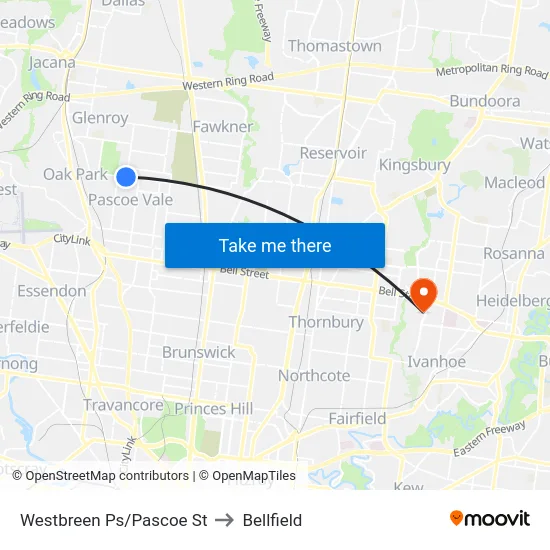 Westbreen Ps/Pascoe St to Bellfield map