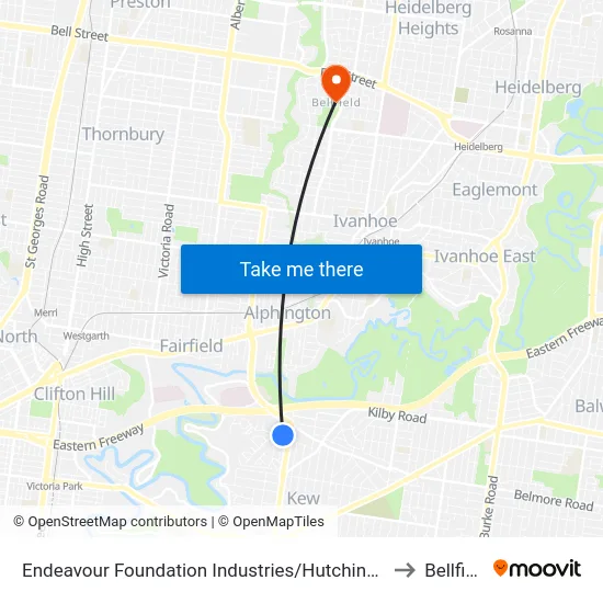 Endeavour Foundation Industries/Hutchinson Dr to Bellfield map