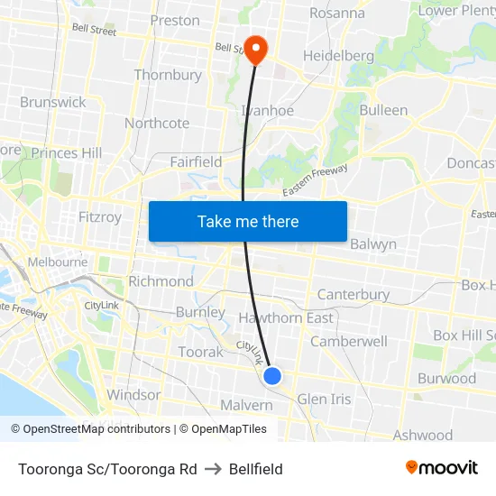 Tooronga Sc/Tooronga Rd to Bellfield map