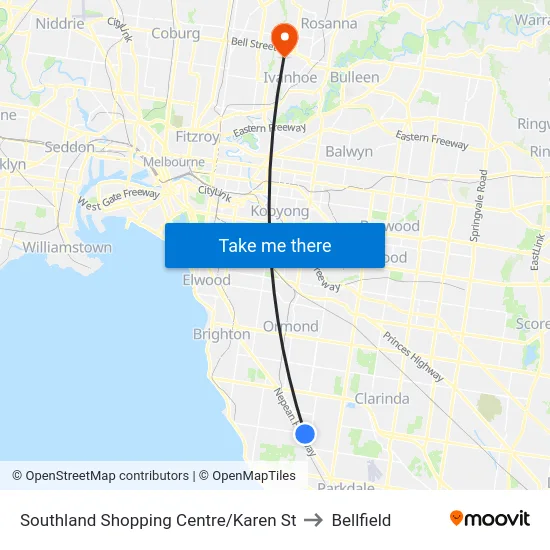 Southland Shopping Centre/Karen St to Bellfield map