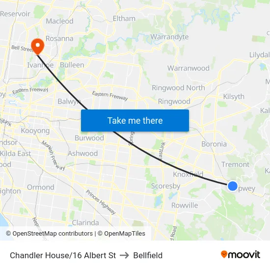 Chandler House/16 Albert St to Bellfield map