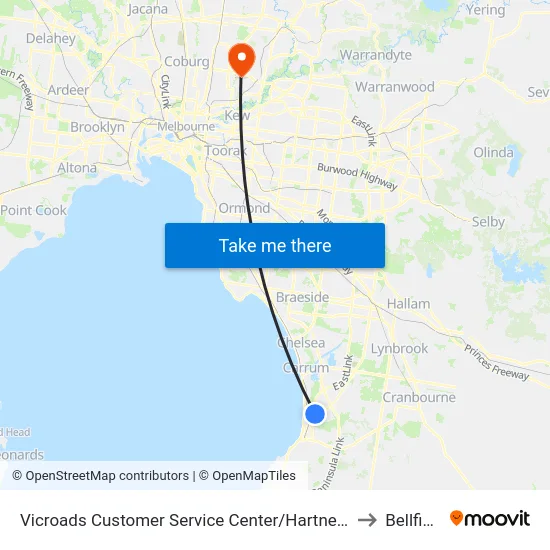 Vicroads Customer Service Center/Hartnett Dr to Bellfield map