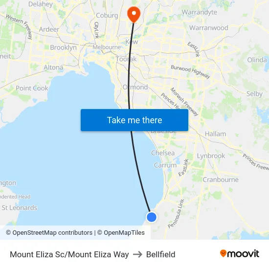 Mount Eliza Sc/Mount Eliza Way to Bellfield map