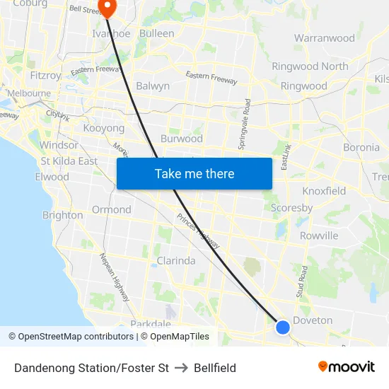 Dandenong Station/Foster St to Bellfield map