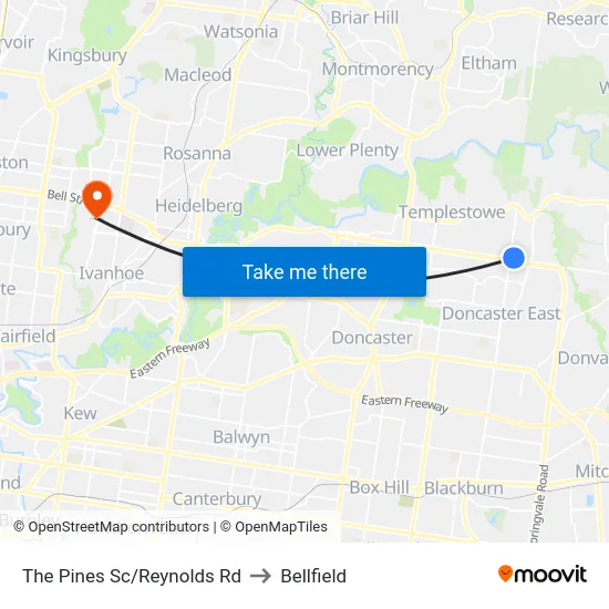 The Pines Sc/Reynolds Rd to Bellfield map