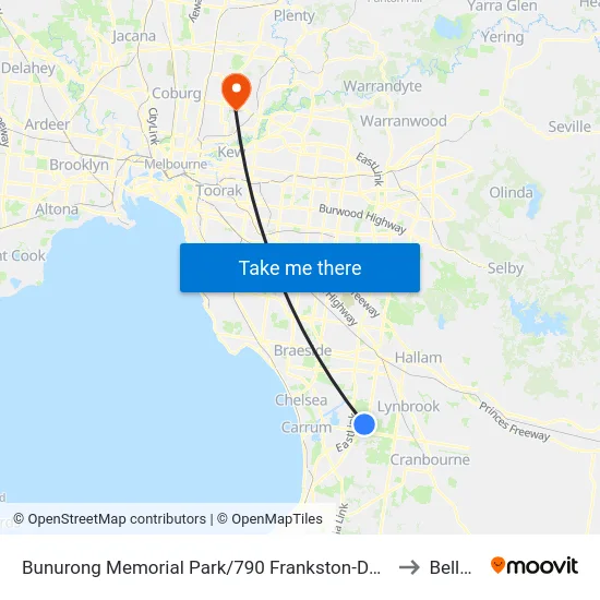Bunurong Memorial Park/790 Frankston-Dandenong Rd to Bellfield map