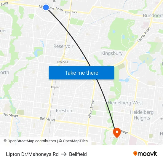 Lipton Dr/Mahoneys Rd to Bellfield map