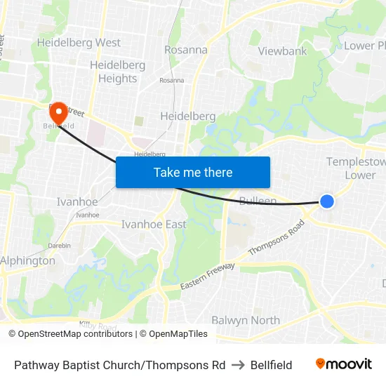 Pathway Baptist Church/Thompsons Rd to Bellfield map