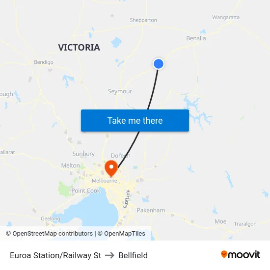 Euroa Station/Railway St to Bellfield map