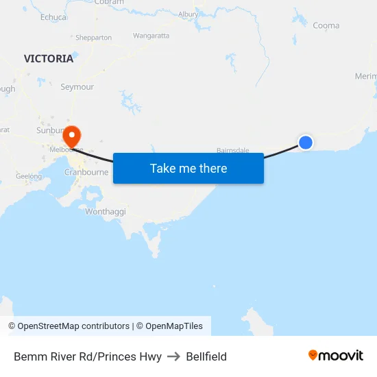 Bemm River Rd/Princes Hwy to Bellfield map