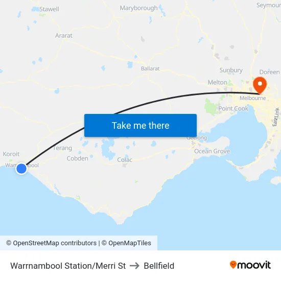 Warrnambool Station/Merri St to Bellfield map