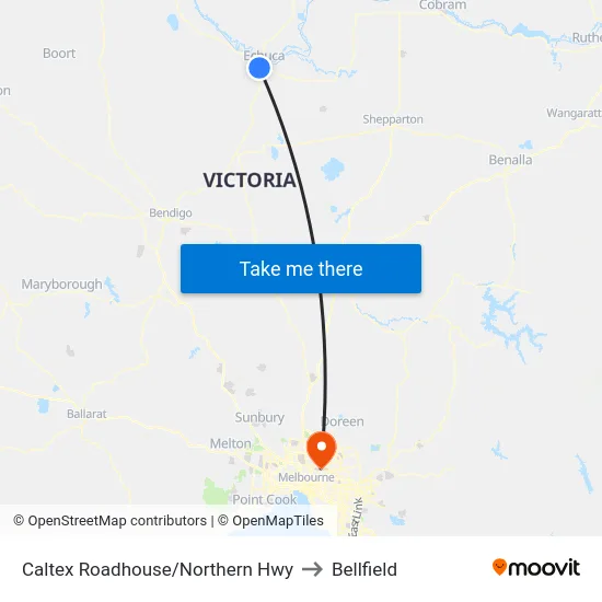 Caltex Roadhouse/Northern Hwy to Bellfield map