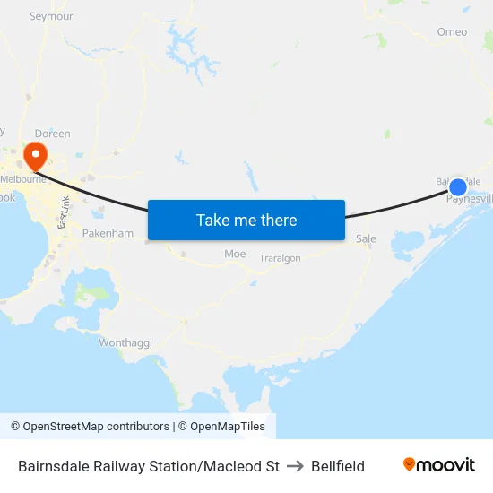 Bairnsdale Railway Station/Macleod St to Bellfield map