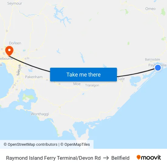 Raymond Island Ferry Terminal/Devon Rd to Bellfield map