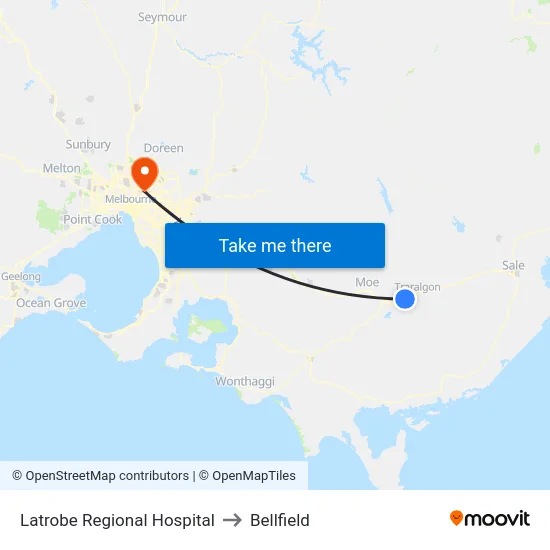 Latrobe Regional Hospital to Bellfield map