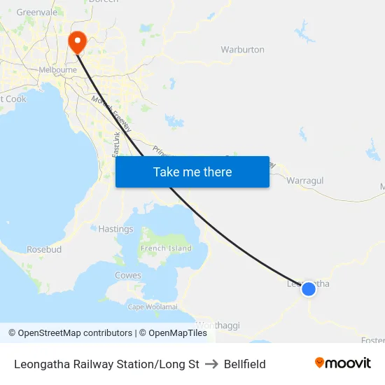 Leongatha Railway Station/Long St to Bellfield map
