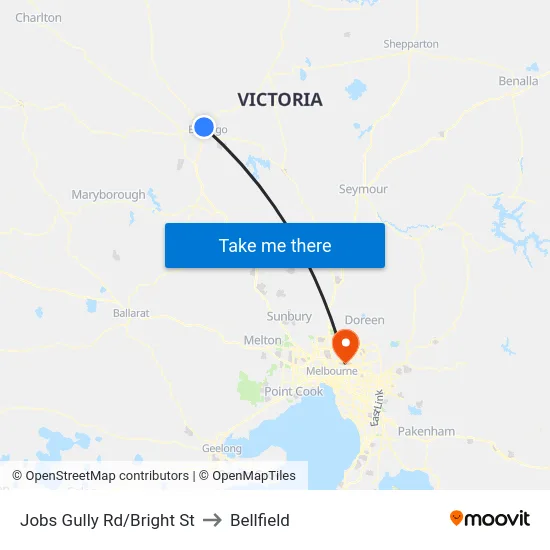 Jobs Gully Rd/Bright St to Bellfield map
