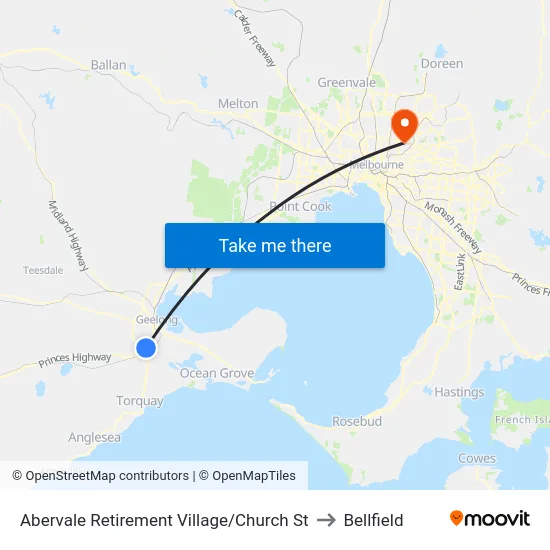 Abervale Retirement Village/Church St to Bellfield map