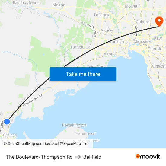 The Boulevard/Thompson Rd to Bellfield map
