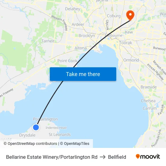 Bellarine Estate Winery/Portarlington Rd to Bellfield map