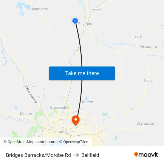 Bridges Barracks/Morobe Rd to Bellfield map