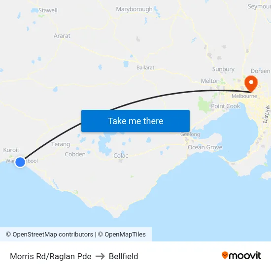 Morris Rd/Raglan Pde to Bellfield map