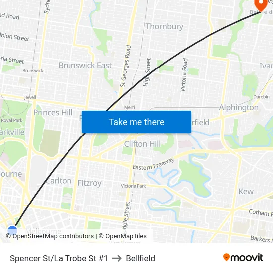 Spencer St/La Trobe St #1 to Bellfield map