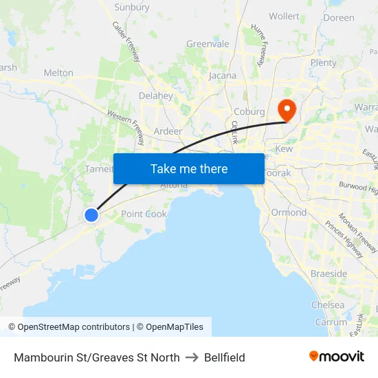 Mambourin St/Greaves St North to Bellfield map