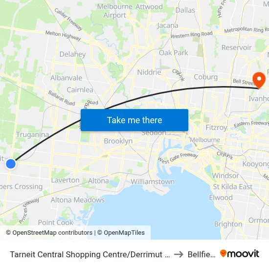 Tarneit Central Shopping Centre/Derrimut Rd to Bellfield map